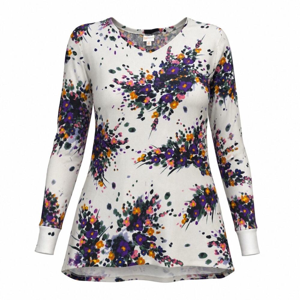 LuLaRoe 3XL White Purple Floral Hi Low Tunic Top